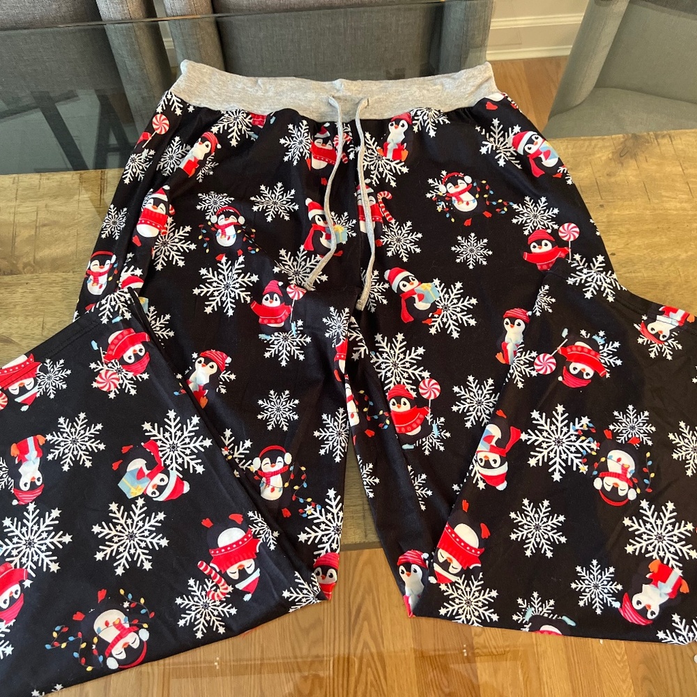 santa and penguin pajama pants